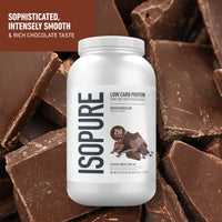 Thumbnail for Isopure Low Carb 100% Pure Whey Isolate Protein Powder, Gluten Free, With Vitamins, Dutch Chocolate, 25g Protein Per Serving, 3.07 Lbs, 41 Servings (Packaging May Vary)