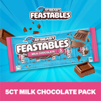 Thumbnail for MrBeast Feastables Milk Chocolate Bar, Full Size, 5 Count, Smooth & Creamy Milk Chocolate Candy, Fairtrade Cocoa, 1.24oz Each