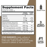 Thumbnail for Qunol Plus Ubiquinol Coq10 200mg with Omega 3 250mg Extra Strength Antioxidant (Bovine Version), 90 Count