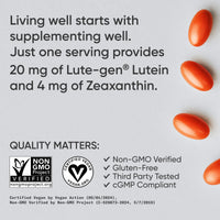 Thumbnail for Sports Research® Lutein and Zeaxanthin Capsules - Eye Health Support Supplement Made with Lute-Gen® and Organic Coconut Oil - Vegan Friendly & Non-GMO Verified - 120 Veggie Softgels