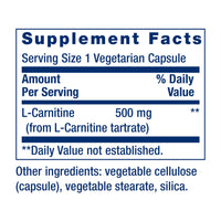Thumbnail for Life Extension L-Carnitine – 500 mg, Energy Supplement, Memory Supplement – Free Form Amino Acid, Nitric Oxide Support, Healthy Blood Pressure – Gluten-Free, Non-GMO, Vegetarian – 30 Capsules