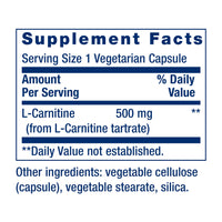 Thumbnail for Life Extension L-Carnitine – 500 mg, Energy Supplement, Memory Supplement – Free Form Amino Acid, Nitric Oxide Support, Healthy Blood Pressure – Gluten-Free, Non-GMO, Vegetarian – 30 Capsules