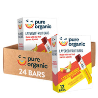 Thumbnail for Pure Organic Layered Fruit Bars, Gluten Free, Vegan Fruit Snacks, Strawberry Banana (2 Boxes, 24 Bars)