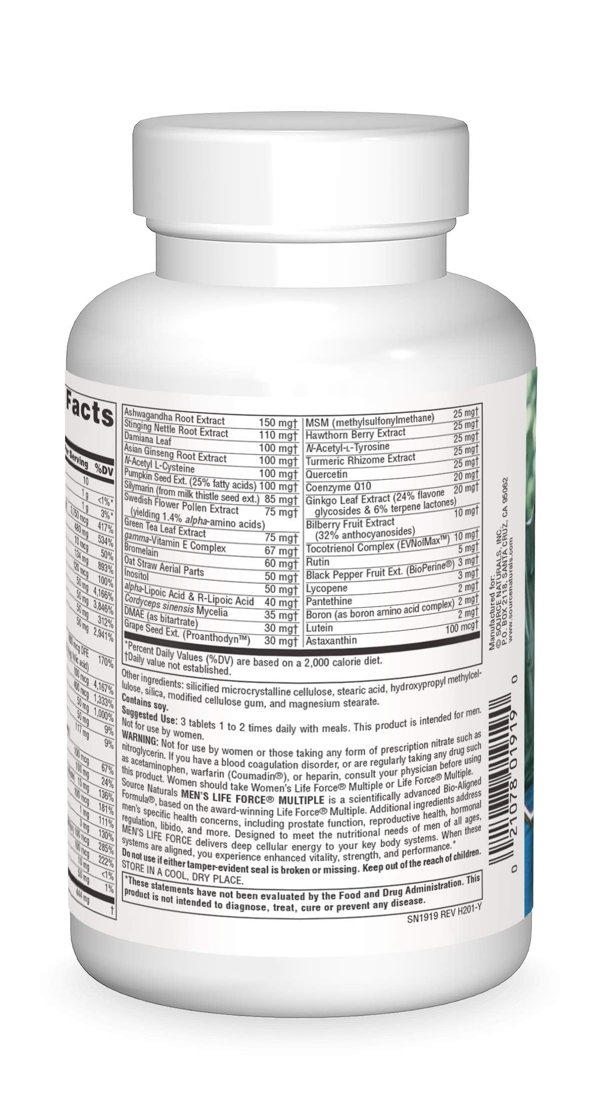 Source Naturals Men's Life Force Multiple Daily Multivitamin & Immune Health Supplement - 13 Essential Vitamins, Nutrients & Minerals - 180 Tablets