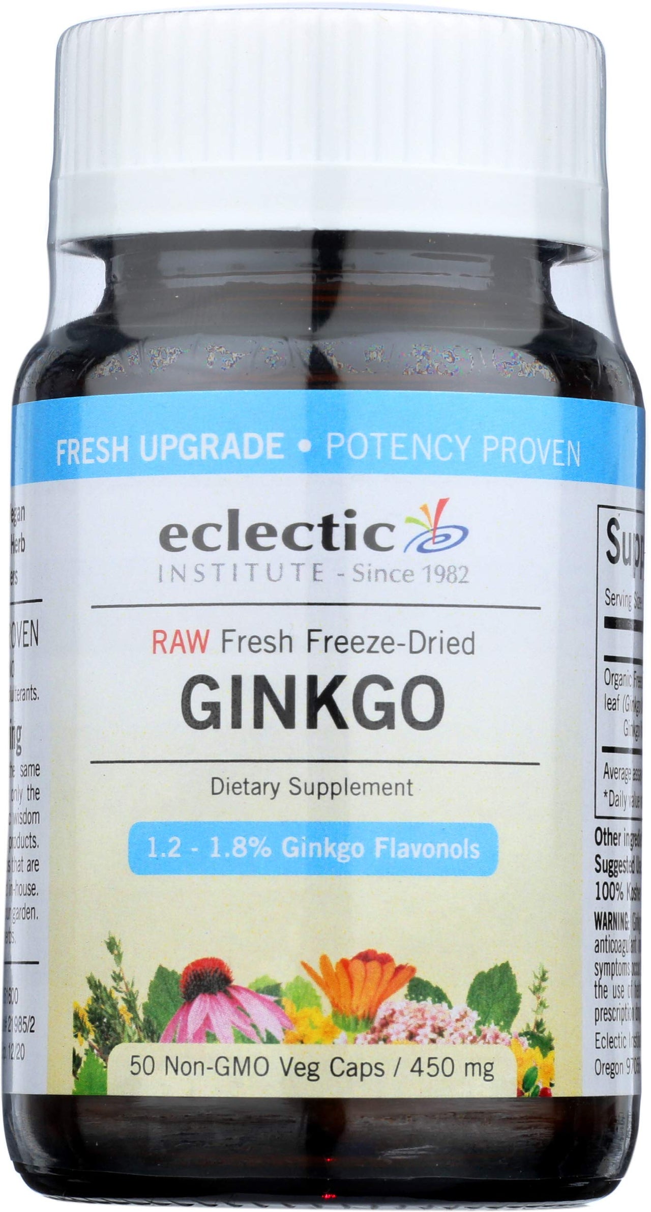 Eclectic Ginkgo 450 Mg Fduv with Glass, Blue, 50 Count