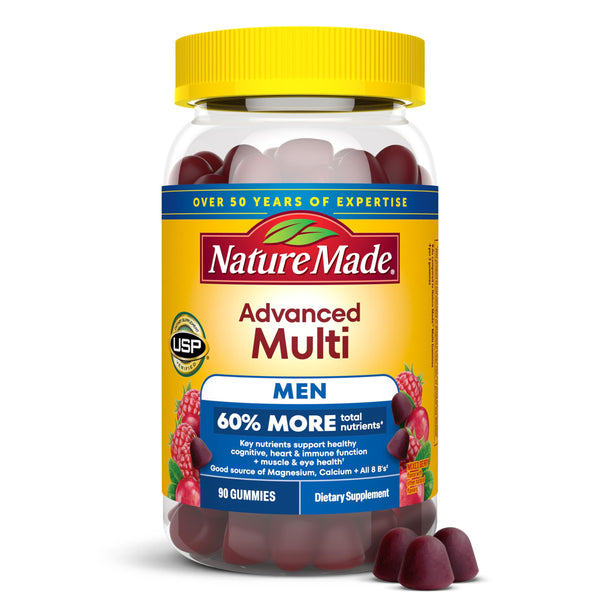 Nature Made Advanced Multivitamin Gummies for Him, Mens Multivitamin Gummies with Magnesium Citrate, Calcium & B Vitamins, Daily Support, 90 Gummies, 30 Day Supply