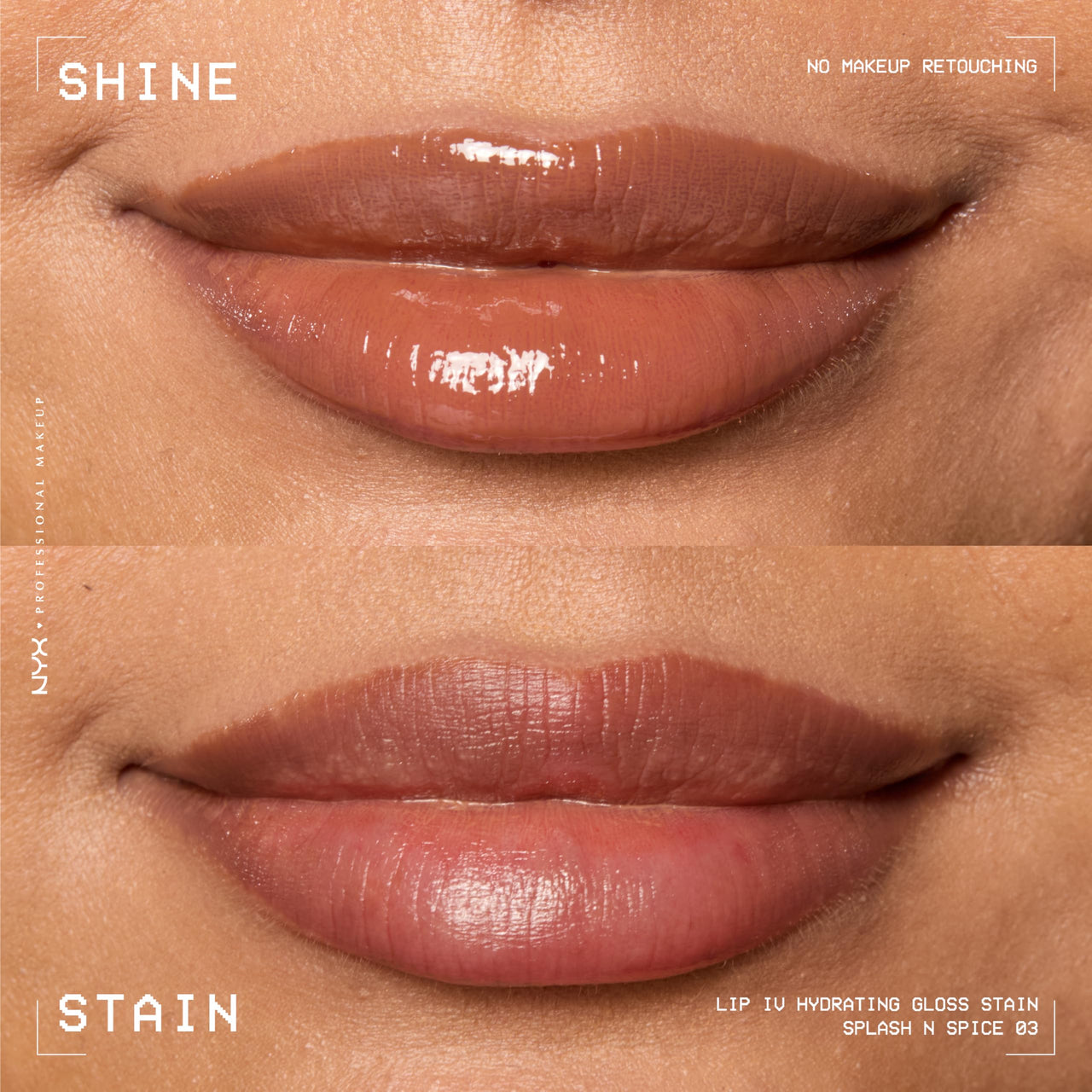 NYX PROFESSIONAL MAKEUP Lip IV Hydrating Glossy Lip Stain with 12HR Hydration - Splash N Spice (Brown)