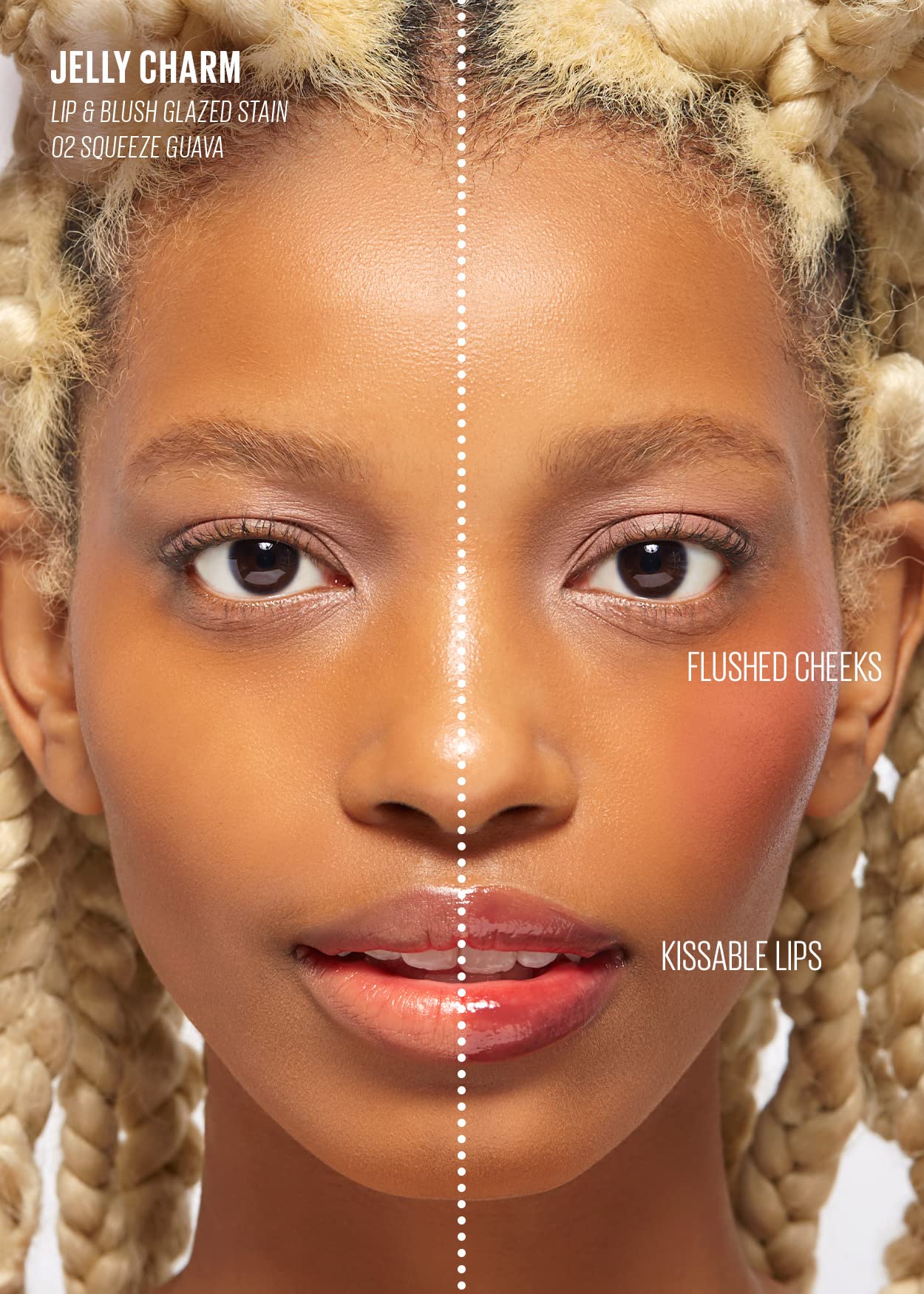 Kaja Lip & Blush Glazed Keychain Stain - Jelly Charm 03 Berry Colada | with Triple Berry Complex, Lemon Fruit Extract & Olive Squalane, Hydrating, Long Lasting Tint