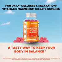 Thumbnail for Vitamatic Magnesium Gummies 600mg per Serving – 60 Vegan Count for Relaxation, Muscle, Bone, and Energy Support