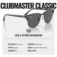 Thumbnail for Ray-Ban RB3016 CLUBMASTER CLASSIC Square Shaped Non-Polarized Sunglasses for Men & Women – Includes Official RAYBAN Eyewear Kit – Ideal Formal & Casual Wear Sunglasses – Dark Grey Lens