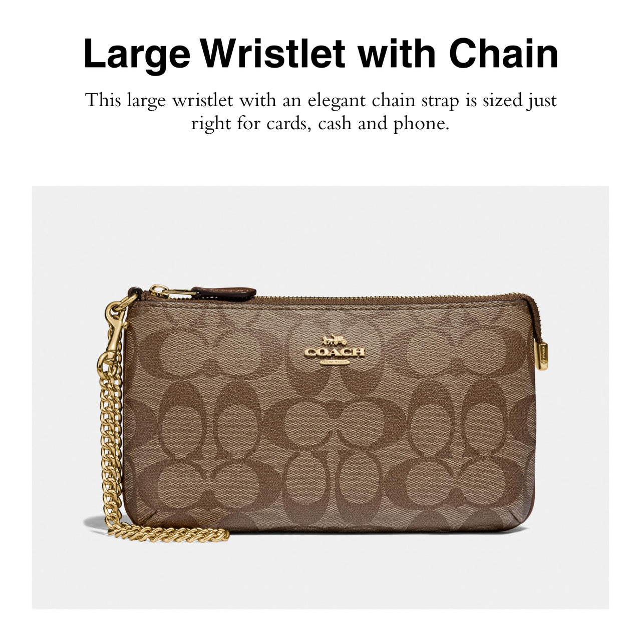 COACH Signature Large Wristlet w Chain
