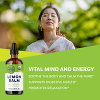 Thumbnail for Vimergy USDA Organic Lemon Balm Tincture Herbal Supplement – Can be Used in Tea - Non-GMO, Alcohol-Free –115 mL (1 mL/Serving)