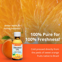 Thumbnail for De La Cruz Pure Orange Oil - 100% Pure Cold Pressed Orange Essential Oil for Diffuser - 2 Fl OZ (1 Bottle)