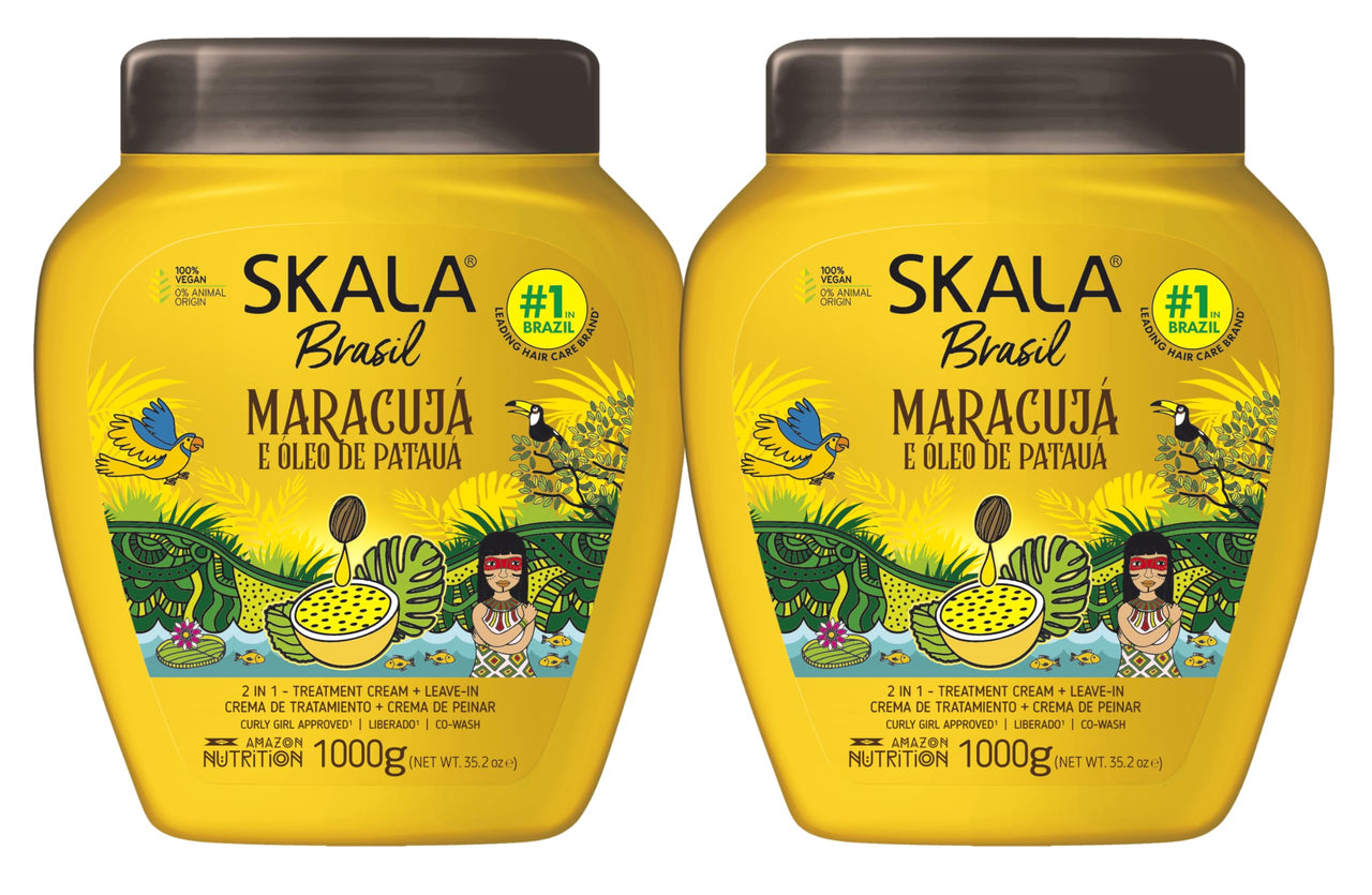 SKALA Maracuja Passion Fruit - Vegan, Cruelty-Free, Silicone, Sulfate & Paraben Free - Brazilian Moisturizing & Nourishing Formula for Curls 2 Pack (1000g each)