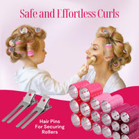 Thumbnail for Thermal Rollers for Hair - 37pc Set - 18 Self-Grip Hair Rollers with 18 Clips and Styling Comb - Aluminum Thermal Hair Rollers for Volume and All-Day Curls - For Short, Medium, and Long Hair (Large)