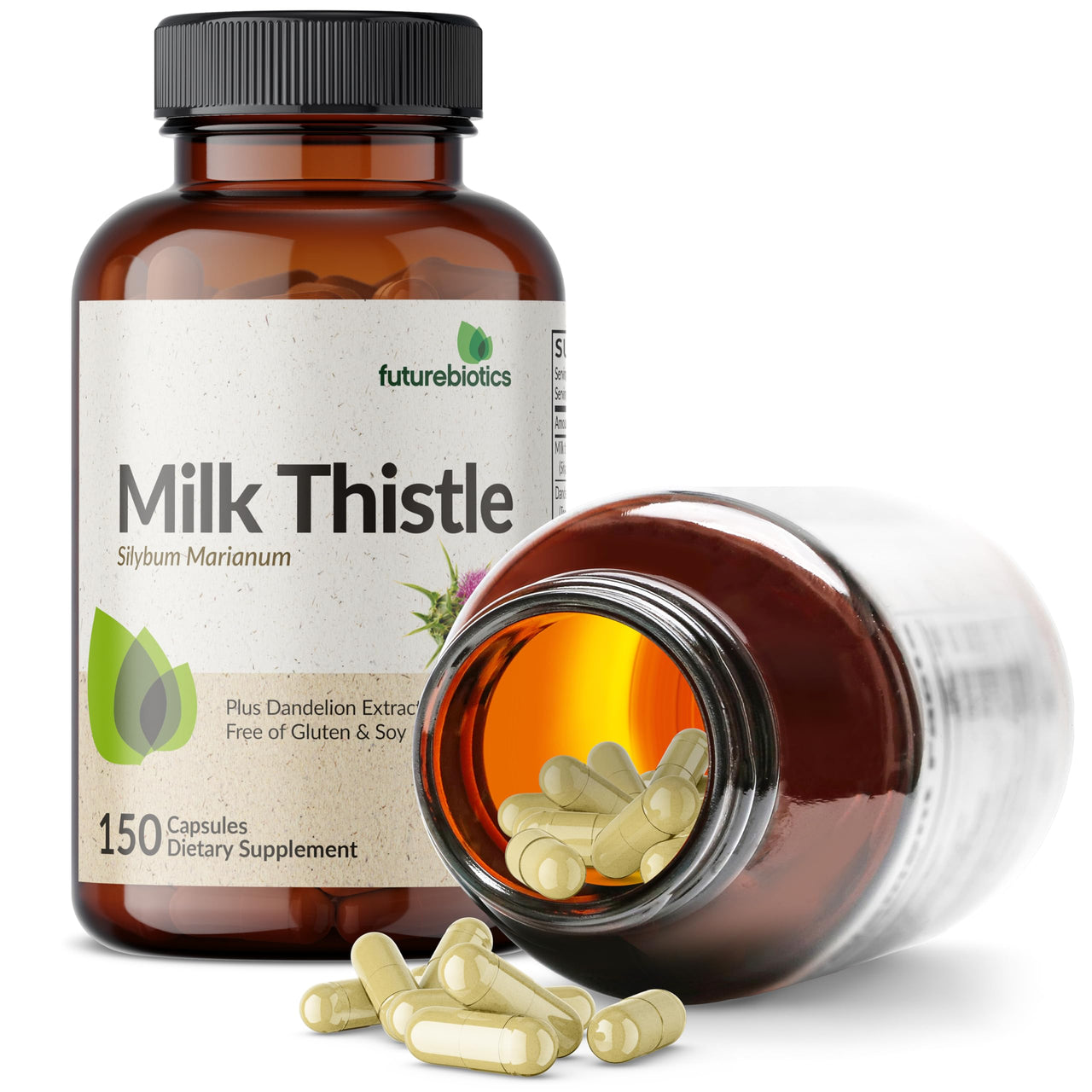 Futurebiotics Milk Thistle Silymarin Marianum & Dandelion Extract Liver Health Support, Antioxidant Support, Detox, 150 Capsules
