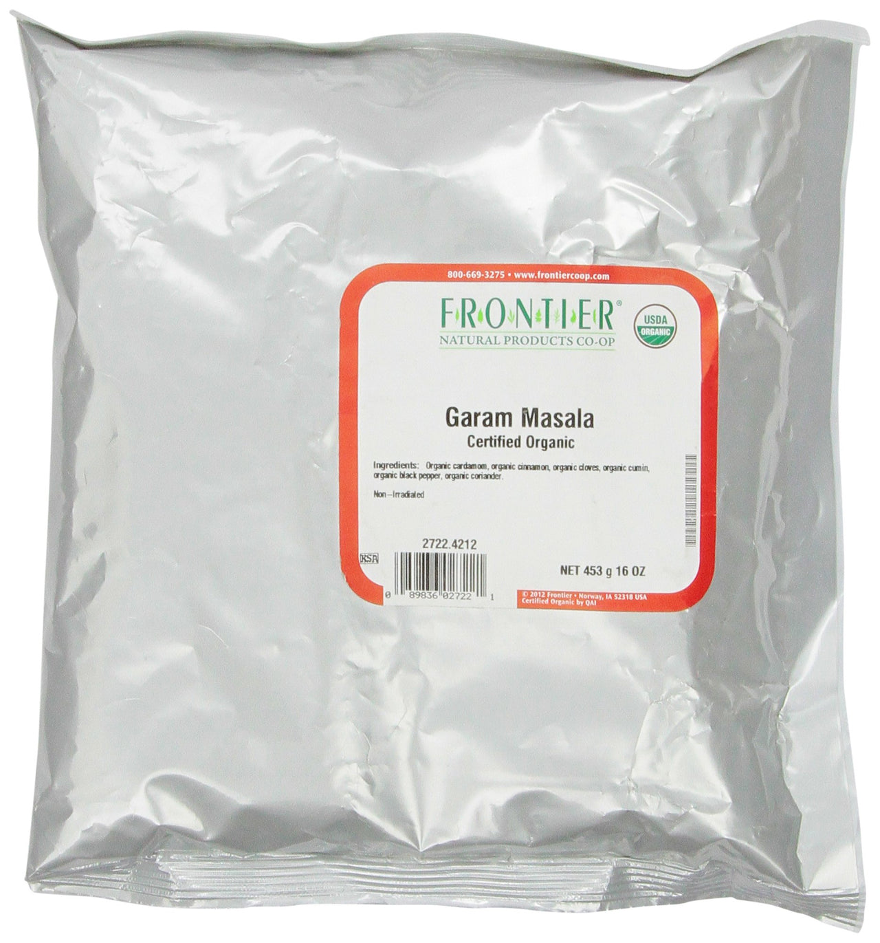 Frontier Co-op Organic Garam Masala, 1-pound Bulk Bag, Northern Indian Spice Blend, Richly Spicy But Not Hot, Kosher, Non ETO