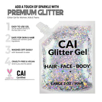 Thumbnail for Face, Body & Hair Glitter Gel – Rave Glitter for Kids and Women – 3 Oz Cosmetic-Grade Gel w/Moon & Stars for Festivals & Halloween Party, Easy Apply & Wash Off - Silver 1Pack