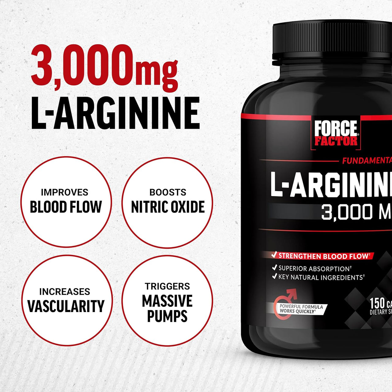 Force Factor L-Arginine Nitric Oxide 3000mg Capsules