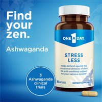 Thumbnail for One A Day Stress Supplement – Occasional Stress Relief Supplement, Formulated with Ashwagandha, Passionflower and Valerian Extracts for Nervous System Support, 30 Capsules