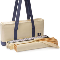 Thumbnail for Yellow Mountain Imports American Mahjong Set, Harbor Tide with Beige and Blue Canvas Tote Bag - 4 All-in-One Racks with Pushers, Wright Patterson Scoring Coins, Dice, & Wind Indicator