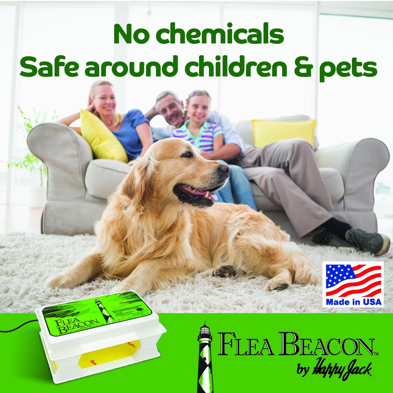 Happy Jack Flea Beacon Kill Fleas in House, Attracts, Traps Indoor Bugs, Breaks Breeding Cycle Before Adults Lay Eggs, Safe, Fast, & Clean Way to Get Rid of Indoor Pests, Made in USA