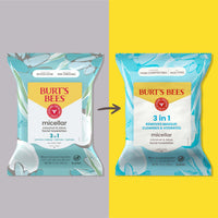 Thumbnail for Burt's Bees Coconut & Lotus Face Wipes, for All Skin Types, Micellar Makeup Remover & Facial Cleansing Towelettes, 30 Ct. (3-Pack)