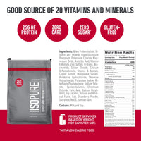 Thumbnail for Isopure Zero Carb 100% Pure Whey Isolate Protein Powder, Gluten Free, With Vitamins, Strawberries & Cream, 25g Protein Per Serving, 7.5 Lbs, 110 Servings (Packaging May Vary)