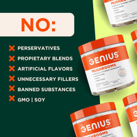 Thumbnail for Genius Mushroom Supplement - Full-Spectrum Lion’s Mane, Cordyceps, Reishi -Daily Brain Nootropic for Energy, Focus, Memory & Overall Wellness - 180 Capsules – Organic for Mental Clarity & Performance