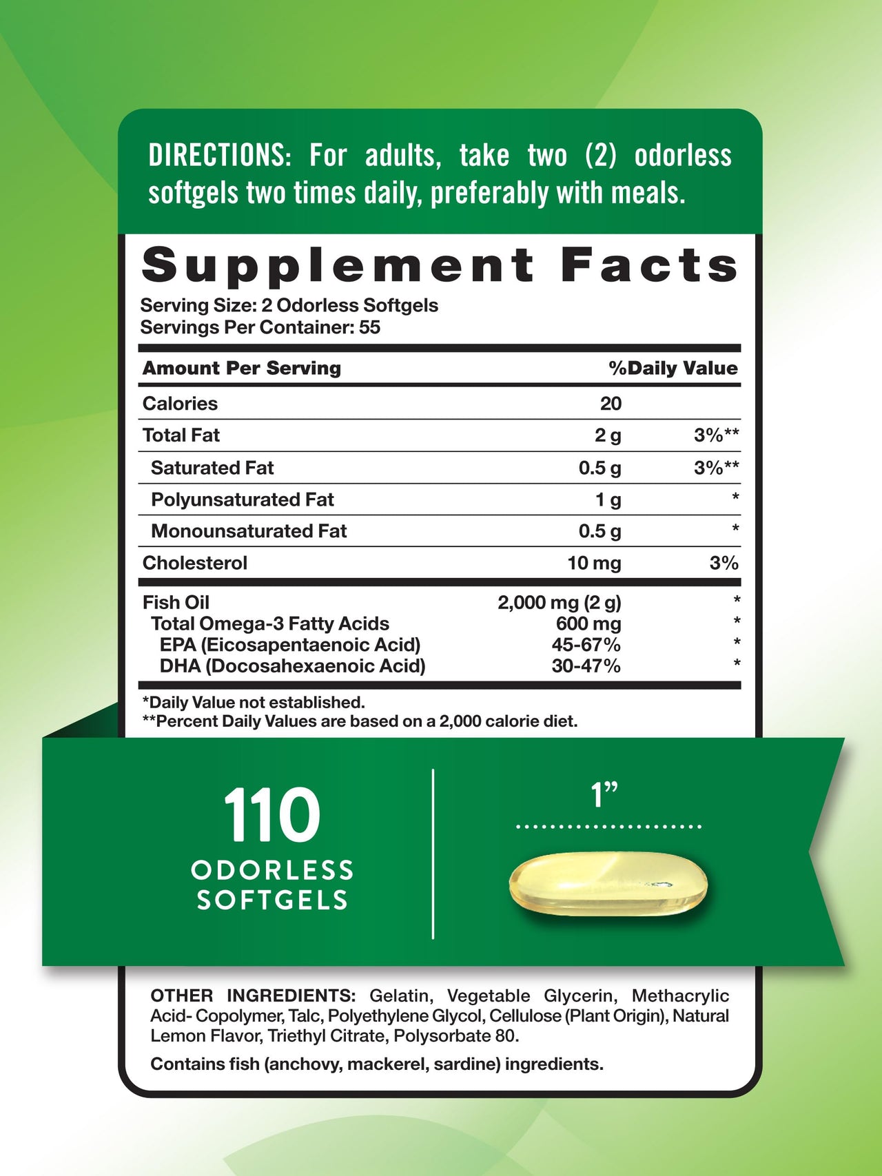 Nature's Truth Fish Oil 2000mg | 110 Softgels | Omega-3 | Lemon Flavor | Non-GMO & Gluten Free Supplement