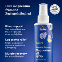 Thumbnail for ASUTRA Magnesium Oil Spray, 4 fl oz - Magnesium Spray for Leg Cramps, Pain Relief Derived from Zechstein Seabed