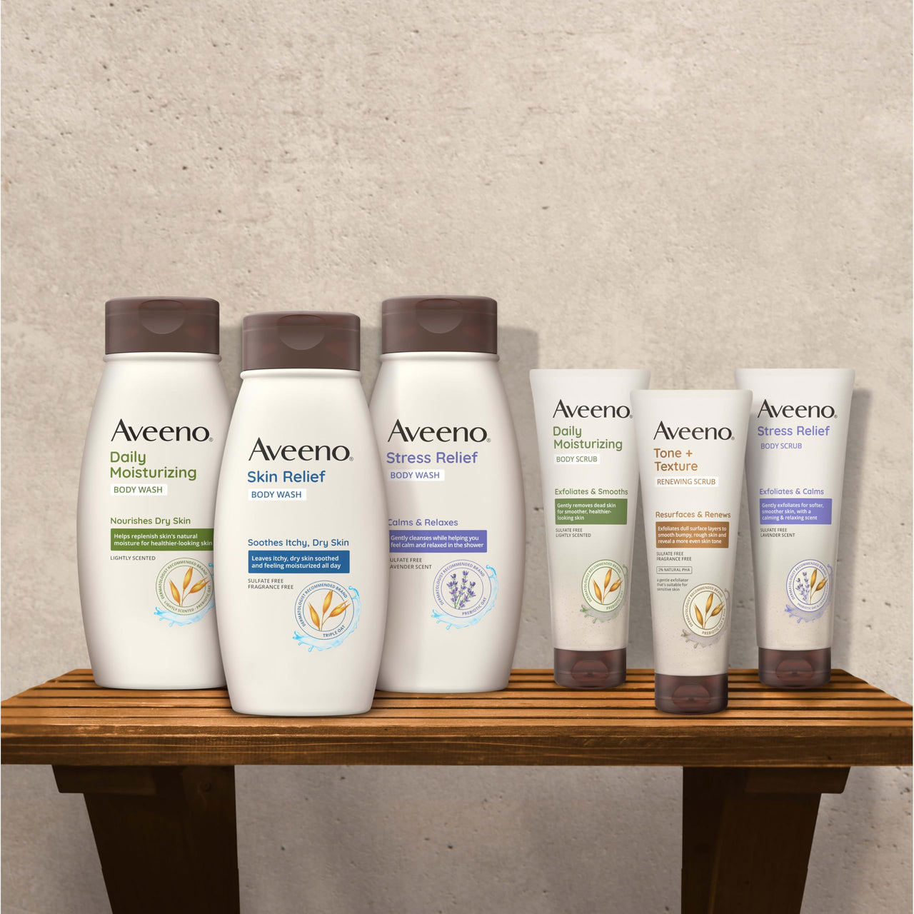 Aveeno Stress Relief Body Wash with Nourishing Oat & Lavender Scent for Sensitive Skin, Gently Cleanses & Helps You Feel Calm & Relaxed in the Shower, Soap-Free, Twin Pack, 2 x 18 fl. oz