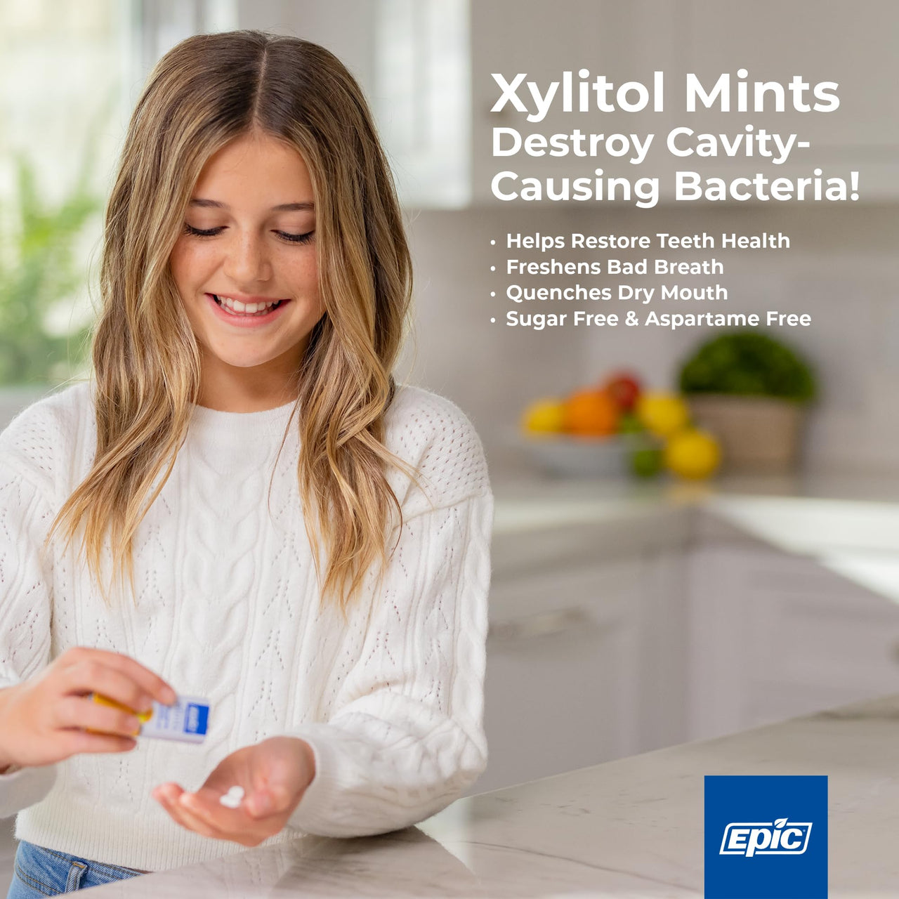 Epic 100% Xylitol Mints - Aspartame Free, Sugar Free - Fresh Fruit Flavored Mints, 180 Pieces (Pack of 2)