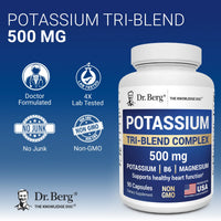 Thumbnail for Dr. Berg Potassium Tri-Blend Complex – 500 mg Potassium Supplement for Muscle & Nerve Support* – Maximum Strength Potassium Formula w/Magnesium, B6 & Taurine – 90 Capsules
