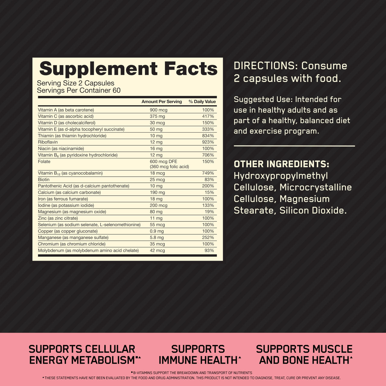 Optimum Nutrition Opti-Women Daily Multivitamin for Women, Immune Support Supplement with Iron, 60 Day Supply, 120 Count, (Packaging May Vary)