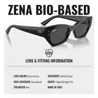 Thumbnail for Ray-Ban RB4430 ZENA BIO-BASED Square-Round Shaped Non-Polarized Sunglasses for Men & Women – Includes Official RAYBAN Eyewear Kit – Ideal Formal & Casual Wear Sunglasses – Dark Grey Lens