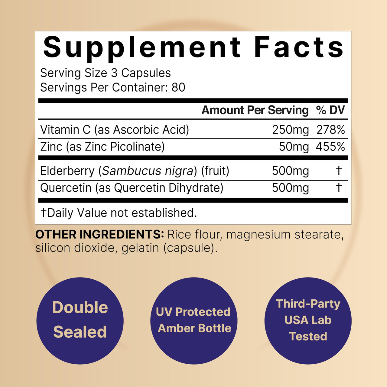 NatureBell Elderberry Quercetin 4-in-1 with Vitamin C & Zinc, 240 Capsules | Traditional Herbal Supplement | 500mg Sambucus Nigra, 500mg Quercetin, 250mg Vitamin C, 50mg Zinc Picolinate per Serving