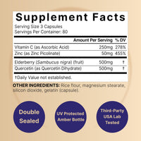 Thumbnail for NatureBell Elderberry Quercetin 4-in-1 with Vitamin C & Zinc, 240 Capsules | Traditional Herbal Supplement | 500mg Sambucus Nigra, 500mg Quercetin, 250mg Vitamin C, 50mg Zinc Picolinate per Serving