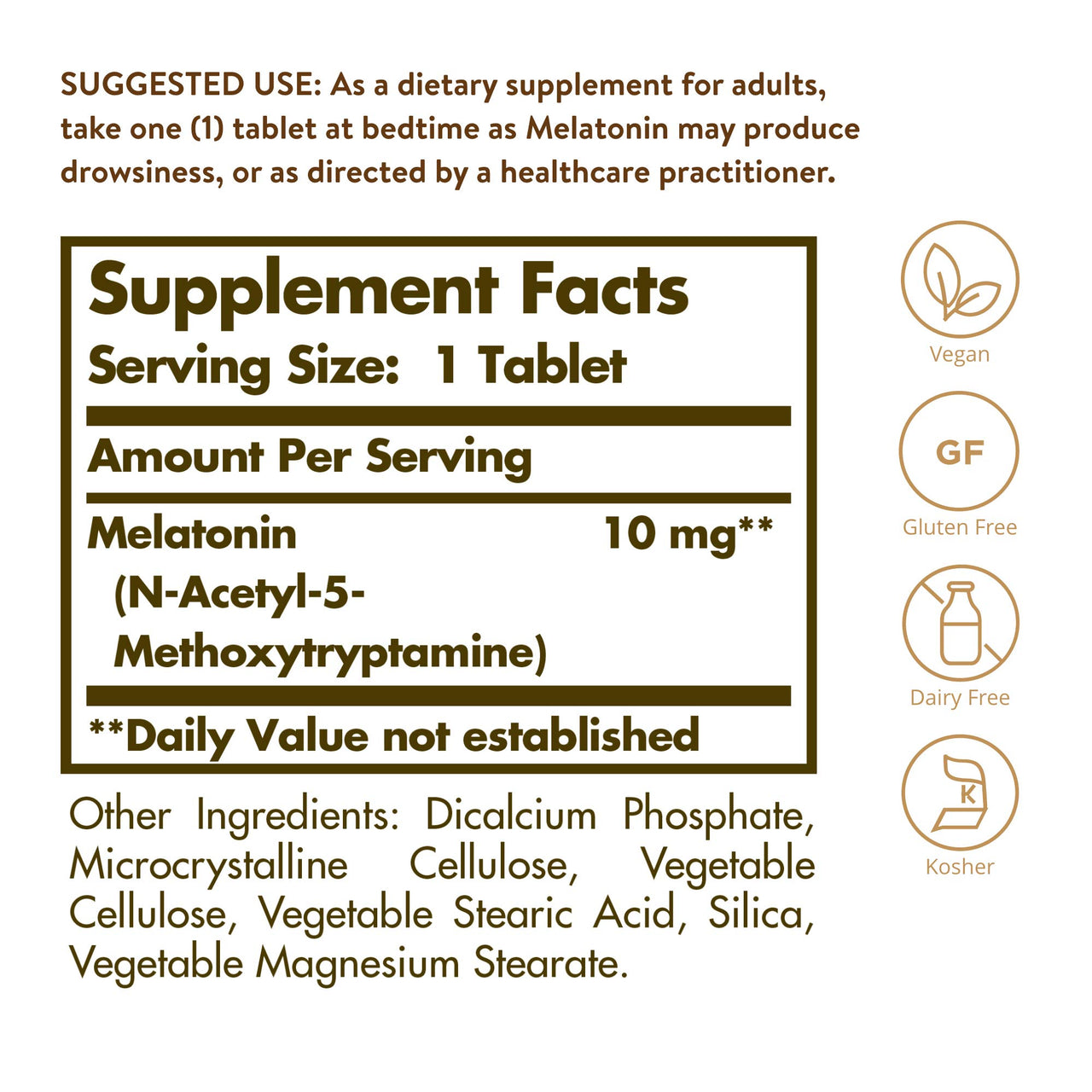 Solgar Melatonin 10 mg Clinically Studied Ingredient, Helps Promote Relaxation & Sleep, Suitable for Vegans, 60 Tablets