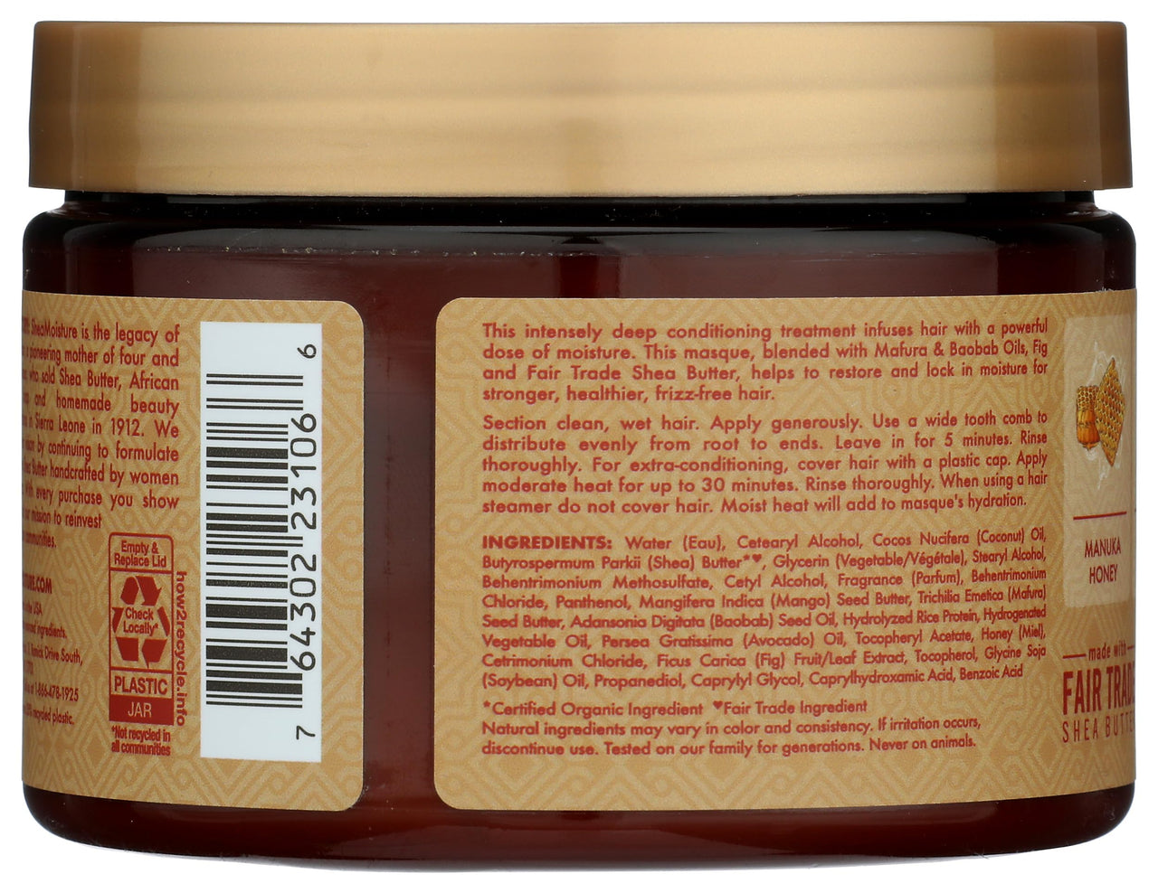Sheamoisture Manuka Honey &Mafura Oil Intensive Hydration Treatment Masque, 12 Oz