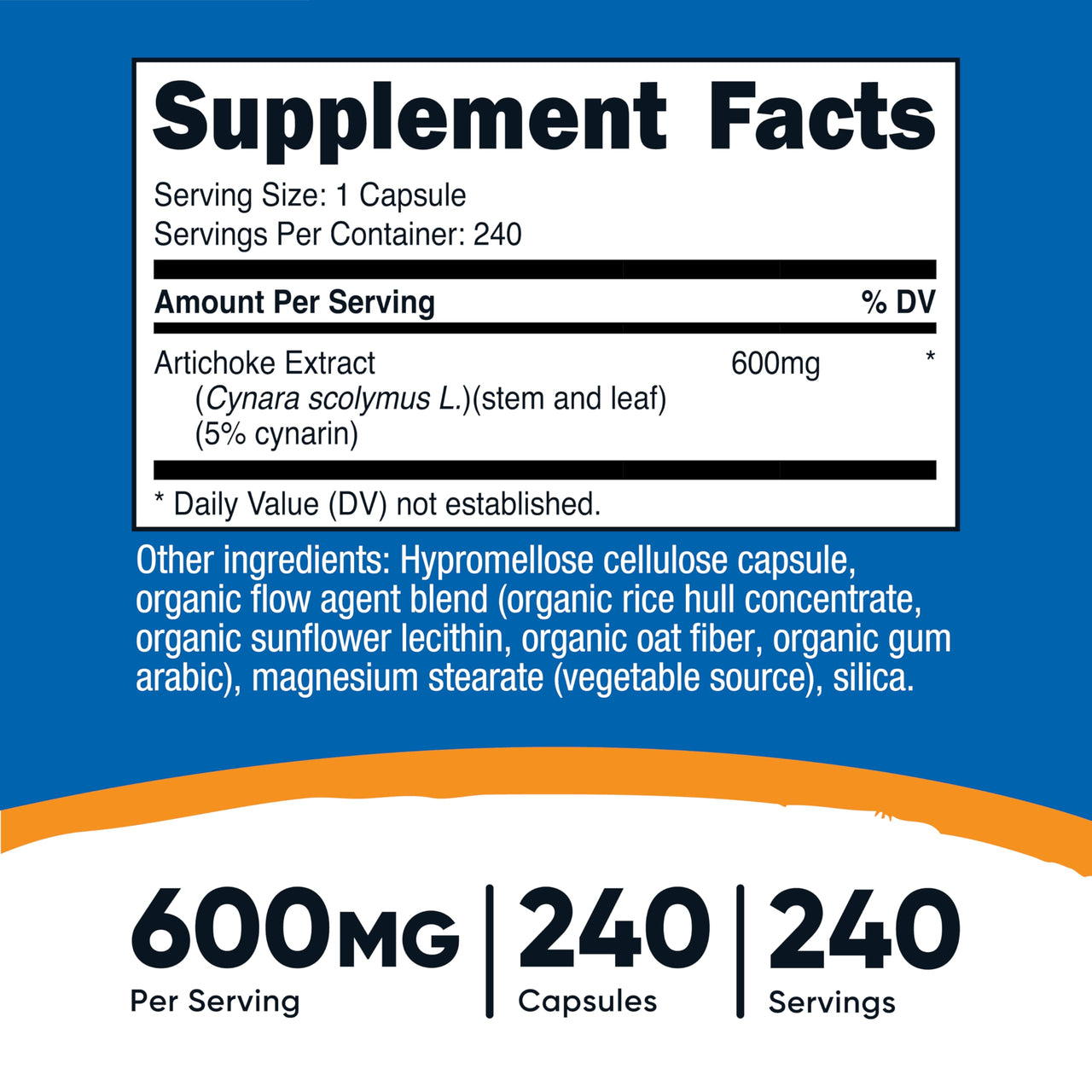 Nutricost Artichoke Extract 600mg, 240 Vegetarian Capsules - Gluten Free, Non-GMO