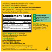Thumbnail for Nature Made Folic Acid 400 mcg (665 mcg DFE) Dietary Supplement for Nervous System Function, Folic Acid Supplements for Women and Men, 250 Tablets, 250 Day Supply