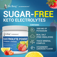 Thumbnail for Dr. Berg Zero Sugar Hydration Keto Electrolyte Powder - Enhanced w/ 1000 mg of Potassium & Real Pink Himalayan Salt (NOT Table Salt) - Strawberry Lemonade Hydration Drink Supplement - 50 Servings