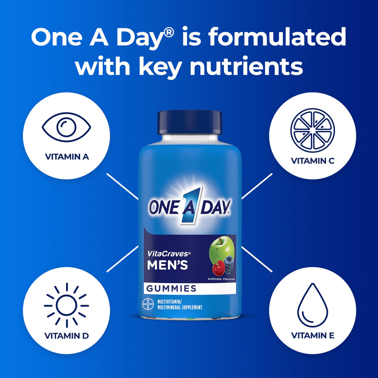 One A Day Men’s Multivitamin Gummies, Multivitamin for Men with Vitamin A, C, D, E, Calcium & More To Support Healthy Muscle Function, Gummies, 170 Count