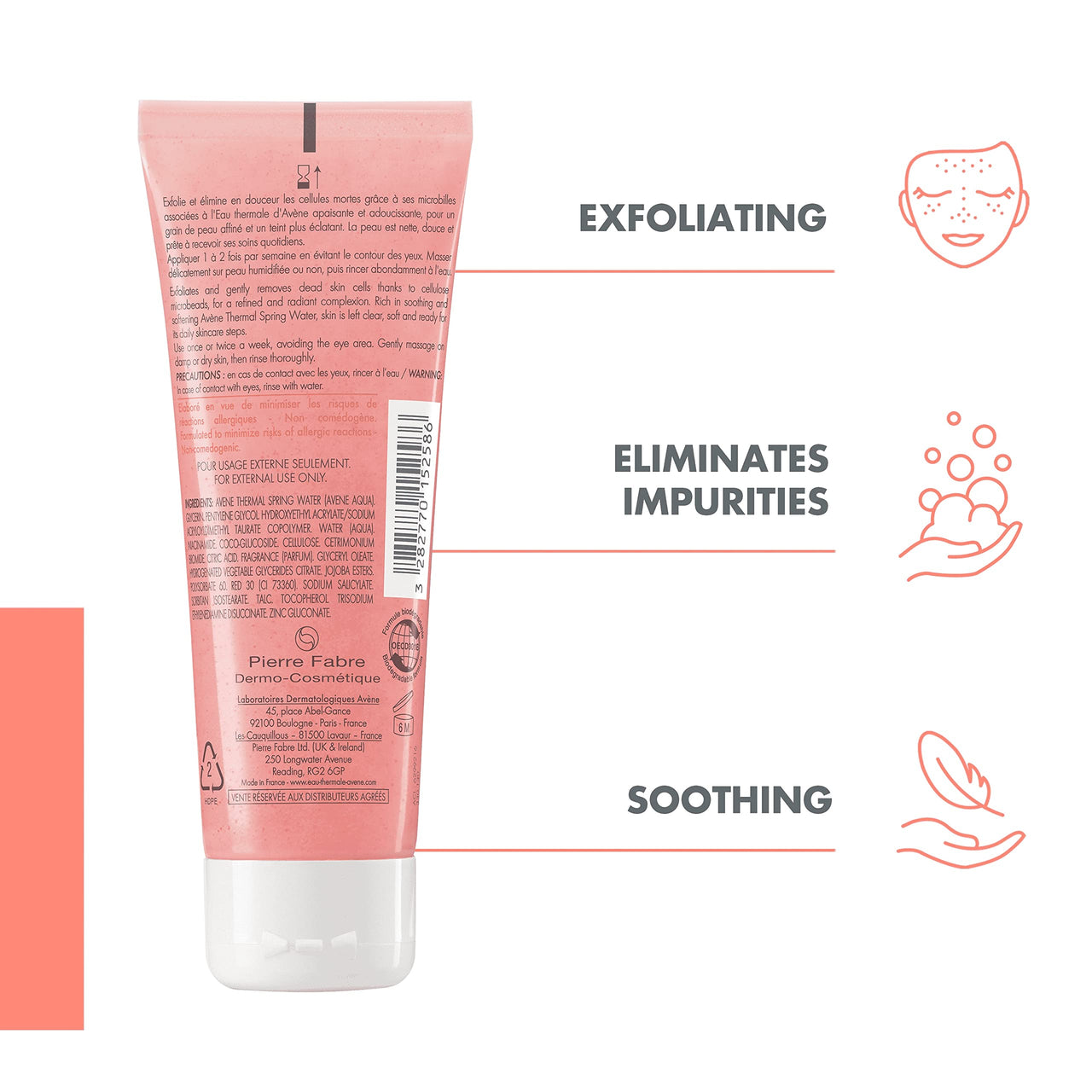 Avène Gentle Exfoliating Gel, Pore Scrub, Niacinamide, Non-Comedogenic, 2.5 Oz