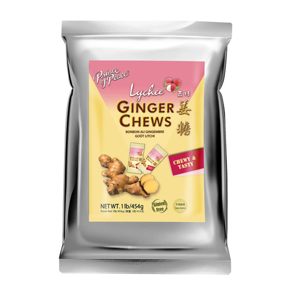 Prince of Peace Ginger Chews with Lychee, 1 lb. â€“ Candied Ginger â€“ Lychee Flavored Candy â€“ Lychee Ginger Chews