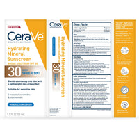 Thumbnail for CeraVe Hydrating Mineral Sunscreen SPF 30 with Sheer Tint,Tinted Mineral Sunscreen with Zinc Oxide & Titanium Dioxide,Blends Seamlessly For Healthy Glow,Deep,1.7 Oz,(Pack of 2)