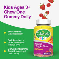 Thumbnail for Culturelle Daily Probiotic For Kids + Veggie Fiber Gummies (Ages 3+) - 60 Count - Digestive Health & Immune Support – Berry Flavor with a Vitamin C Boost