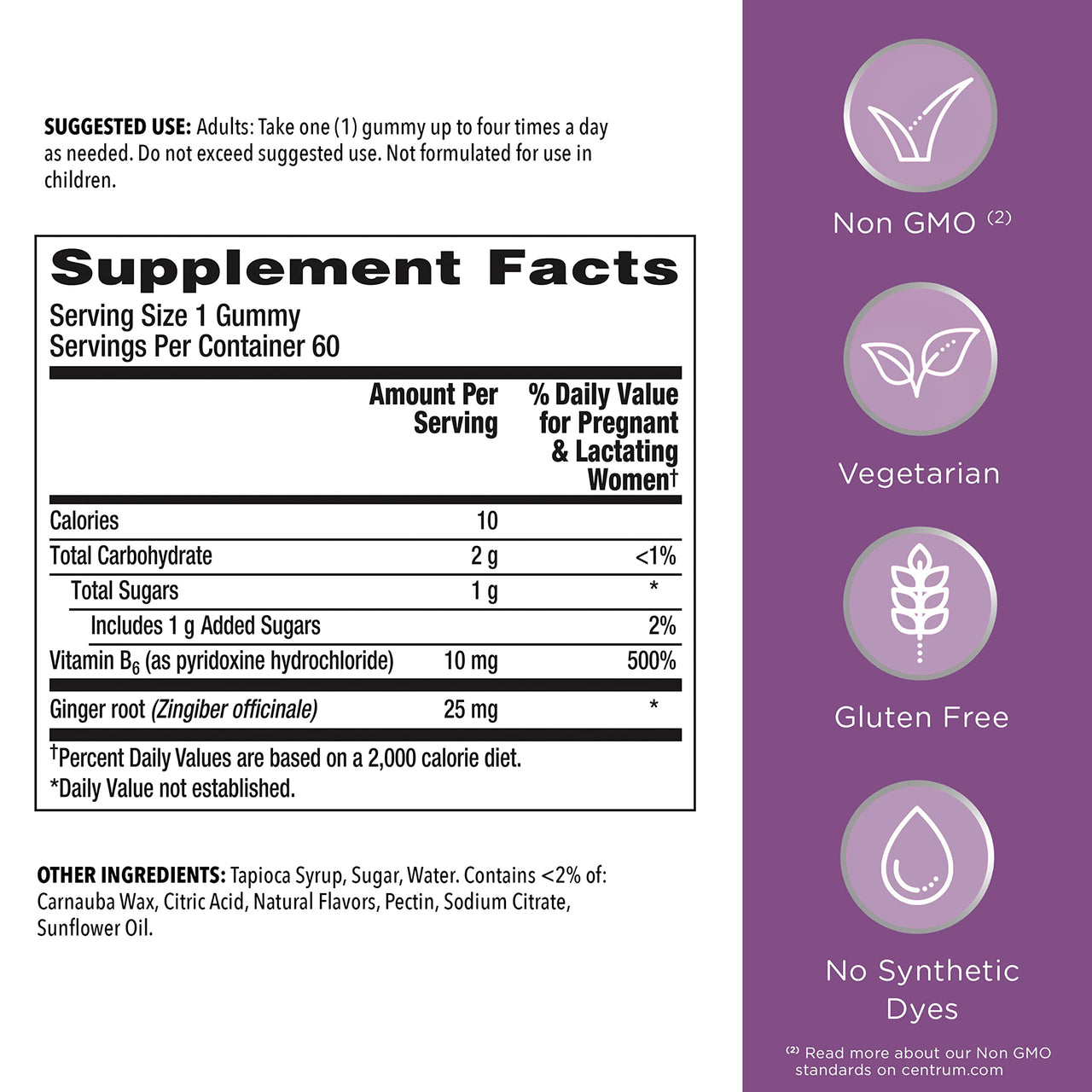 Centrum Morning Sickness Relief Gummies, Citrus Ginger Flavor - 60 Count, Up to 60 Day Supply
