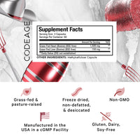 Thumbnail for Codeage Grass Fed Beef Heart Supplement - Freeze Dried, Non-Defatted, Desiccated Glandular Supplements - Bovine Meat & Liver Pills - Beef Vitamins for Heart - Non-GMO -180 Capsules